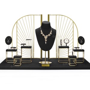 High End Metal Jewelry Display Rack Window Display Props Ring Pendant Necklace Bracelet Display Stand Set