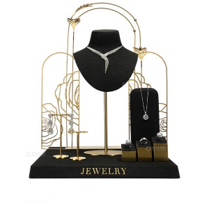 Luxury Jewelry Earrings Shelf Ring Display Jade Full Set Jewelry Display Props Counter Window Display Ornaments Set Stand