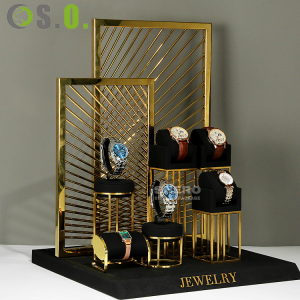 Watch display set window black microfiber watch display stand counter watch bridge display props