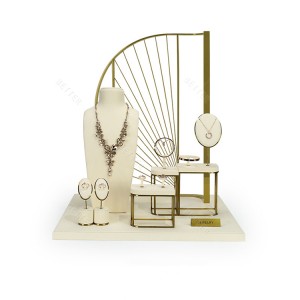 Jewelry displays for store luxury jewelry display props custom MDF jewelry stand display set