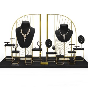 High End Metal Jewelry Display Rack Window Display Props Ring Pendant Necklace Bracelet Display Stand Set