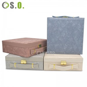 High Grade Jewelry Organizer Case With Handle Luxury Leather Ring Bangle Jewelry Case With Mirror