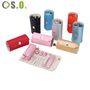 Fashion Jewelry Storage Bag Cloth Pink Blue Jewelry Roller Bag for Travel Rings Erring Organized Jewelry Bag