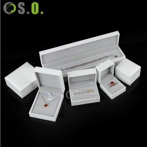 Shero Wholesale Leather paper Plastic Storage White Box with Cream velvet inside packaging Bangle Bracelet Jewelry Boxes