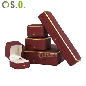 Luxury green PU Leather Jewelry Box With gold Stamping Customized Logo For Jewellery