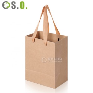 Luxury Custom Printed Your Own Logo White Brown Kraft Gift Craft Shopping Paper Bag With Handles