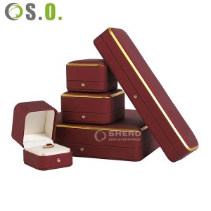 Custom Cortical Packaging Box Pu Leather Jewelry Chain Box Jewelry Ring Box With Metal Edge