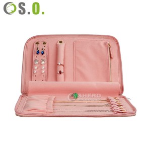 Wholesale Custom Travel Jewelry Bag Storage Organizer For Ring Earring Necklace Foldable Velvet Jewelry Roll