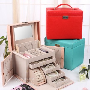 Bracelets/Earrings/Necklaces PU Leather Portable Travel Case Jewelry Box Drawers Jewelry Organizer Case