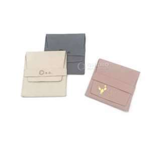 Custom Logo Anti Dust Jewellery Bag Packaging Bags Folded Velvet Small Envelope Button Flap Microfiber Jewelry Pouch