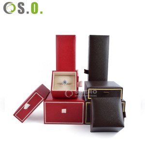 China manufacturer Top quality handmade jewelry box plastic leatherette wedding ring box