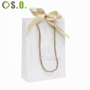 Wholesale Custom Logo Cardboard Packaging White Luxury Gift Shopping Jewelry Paper Bag With Handles
