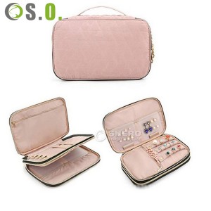 Necklace Ring Storage Organizer Mini Jewelry case velvet Double Layer Travel Jewelry Organizer for Women Gift