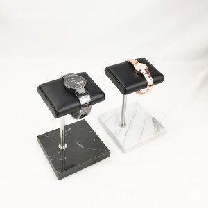 China custom new arrival luxury marble watch display black leather watch bracelet holder jewelry display stand