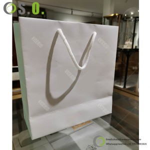 Luxury Custom Printing White Simple Shopping Packaging Paper Bag for Gift With Your Own Logo