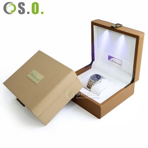 Luxury watch box Pu leather unique Design Hot Sale Square Custom Luxury Watch Box With Led Light