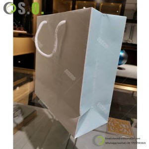 Custom logo Luxury White Glossy Shopping Paper Bag Printed Retail Gift Craft Jewelry Cosmetic Packaging Paper Bags