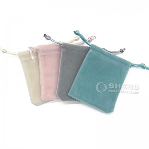 8*13cm Custom Velvet Jewelry Packaging Bag drawstring Pouch with logo