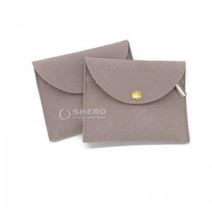 Customized Jewelry Box With Jewelry Packaging Pouch with Snap Button and zipper Microfiber Jewelry Pouch