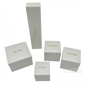 High Quality Custom Logo White Wood Jewellery Box Velvet Inside Leather Coved Jewelry Packing Box