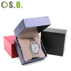 Fashion Best Quality Leather Finished Velvet Pillow Watch Packing Box Black Red Blue Watch Boxes