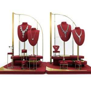 Earrings Bangle Stands High Level Quality Red Microfiber Jewelry Store Display Set