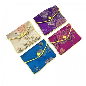 Custom Jewelry Silk Purse Pouch Gift Bags Chinese Brocade Jewelry Pouch Zipper Envelope Brocade bag