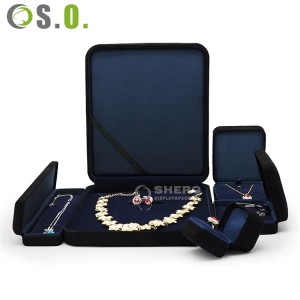 High Quality Iron Black Engagement Luxury Velvet Jewellery Packaging Necklace Bracelet Ring Boxes Suede Jewelry Gift Box