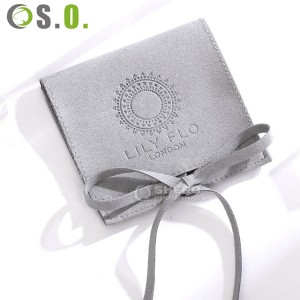 Custom Logo Printed Small Envelope Flap Package Pouch Luxury Microfiber Necklace Jewelry Bag