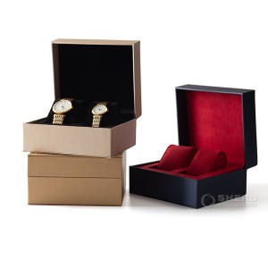 High Quality Watch Case High Quality Strap Package Box Black Wooden Watch Storage Box for Double 2 Watches