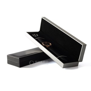 Custom Luxury White Pu Leather Black Velvet Packing Wristwatch Watch Gift Box Watch Box Packaging Box For Watches