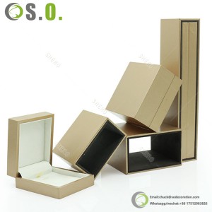 High End Custom Golden Paper Velvet Jewelry Box Drawer Packaging Box Ring Necklace Earring Jewellery Box