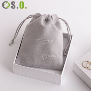 Sac d'emballage avec cordon de serrage en coton blanc, Logo personnalisé de haute qualité, pochette cadeau pour bijoux