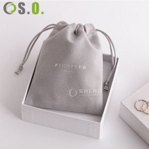 Bolsa de embalaje de regalo de joyería, bolsa de embalaje con cordón de algodón blanco de alta calidad con logotipo personalizado