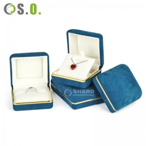 High Quality Velvet Ring Pendant Box Jewelry with Gold Edge Customized Suede Insert Jewellery Packaging Box