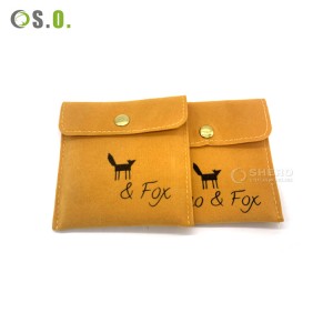 Custom Logo Printed Small Envelope Flap Package Pouch Luxury Microfiber Necklace Jewelry Bag