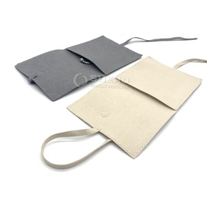 Jewellery Pouch Bag Microfiber Suede Velvet Earring Necklace Snap Button Jewelry Pouch Packaging