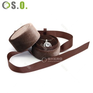 Elegant Mini Velvet Jewelry Box with Round Circle Ribbon Premium Gift Packaging for Rings