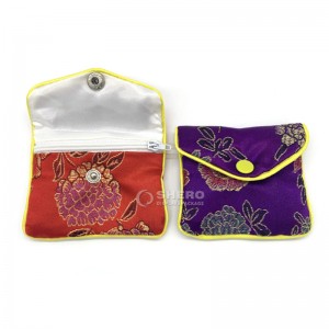 Custom Jewelry Silk Purse Pouch Gift Bags Chinese Brocade Jewelry Pouch Zipper Envelope Brocade bag