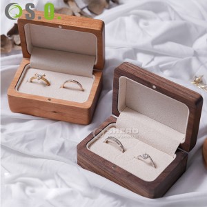 Wooden Double Ring Box Luxury Walnut Wedding Jewelry Storage Box Earring Box