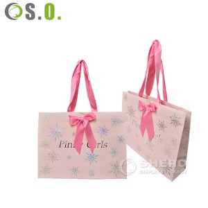 Custom Luxury Clothing Retail Bag Packing Pink Gift Bag Shopping Packaging Paper Bags With Handles