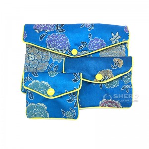 Custom Jewelry Silk Purse Pouch Gift Bags Chinese Brocade Jewelry Pouch Zipper Envelope Brocade bag