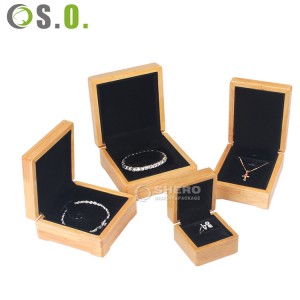 Custom Logo Elegant Luxury Jewelry Pendant Bangle Box Black Inside Wood Jewelry box Ring Box