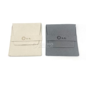 Custom Logo Anti Dust Jewellery Bag Packaging Bags Folded Velvet Small Envelope Button Flap Microfiber Jewelry Pouch