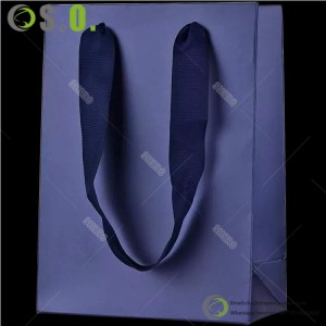 Custom Gift Bags Luxury Boutique Perfumes Packaging Blue Black Wedding Small Jewelry Paper Bag With Handles