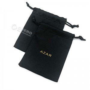 Wholesale Customized Small Dust Silk Satin jewellery Bag Black Drawstring Satin jewelry Pouch with Logo Printing