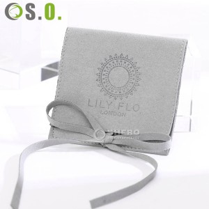 Custom Logo Printed Small Envelope Flap Package Pouch Luxury Microfiber Necklace Jewelry Bag