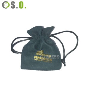 Wholesale Custom Logo Black Flannel Velvet Pouch Gift Drawstring Bag Packaging Velvet Jewelry Pouch