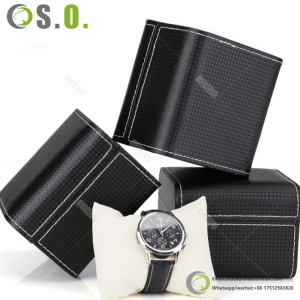 High End Leather Finish Watch Box With Pillow Csutom Logo Luxury Watch Packaging Box