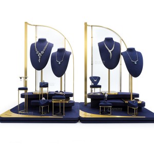 Luxury Metal Window Displays Store Earring Pendant Display Props Set